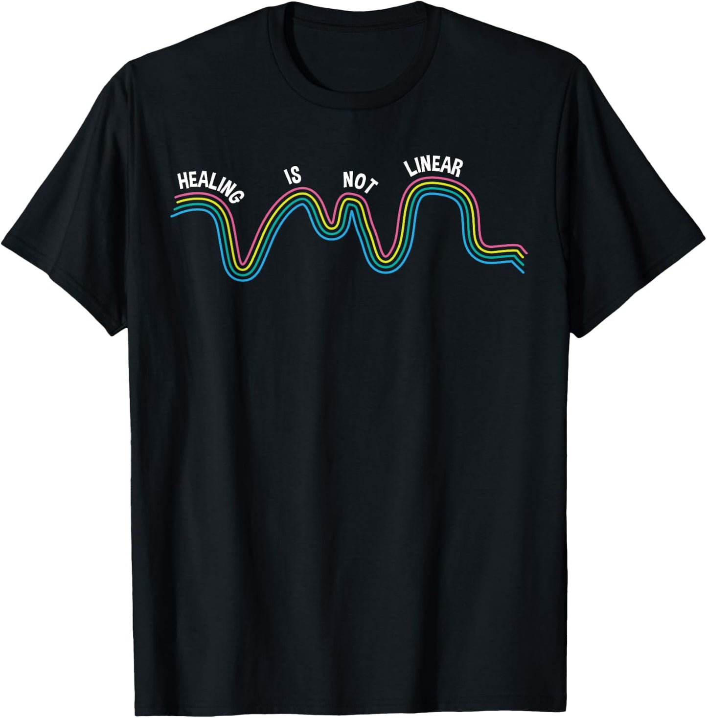 Healing Is Not Linear - Mental Health Awareness T-Shirt - T-Shirt | Black