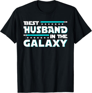 Best Husband In The Galaxy Funny Fathers Day T-Shirt - T-Shirt | Black