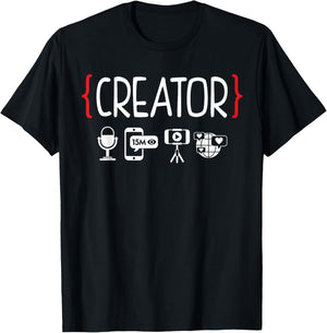 Content Creator blogger vlogger influencer Creator Podcast T-Shirt - T-Shirt | Black