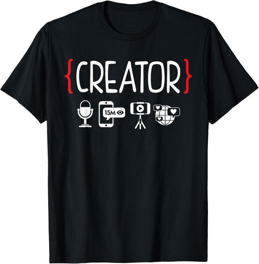 Content Creator blogger vlogger influencer Creator Podcast T-Shirt - T-Shirt | Black