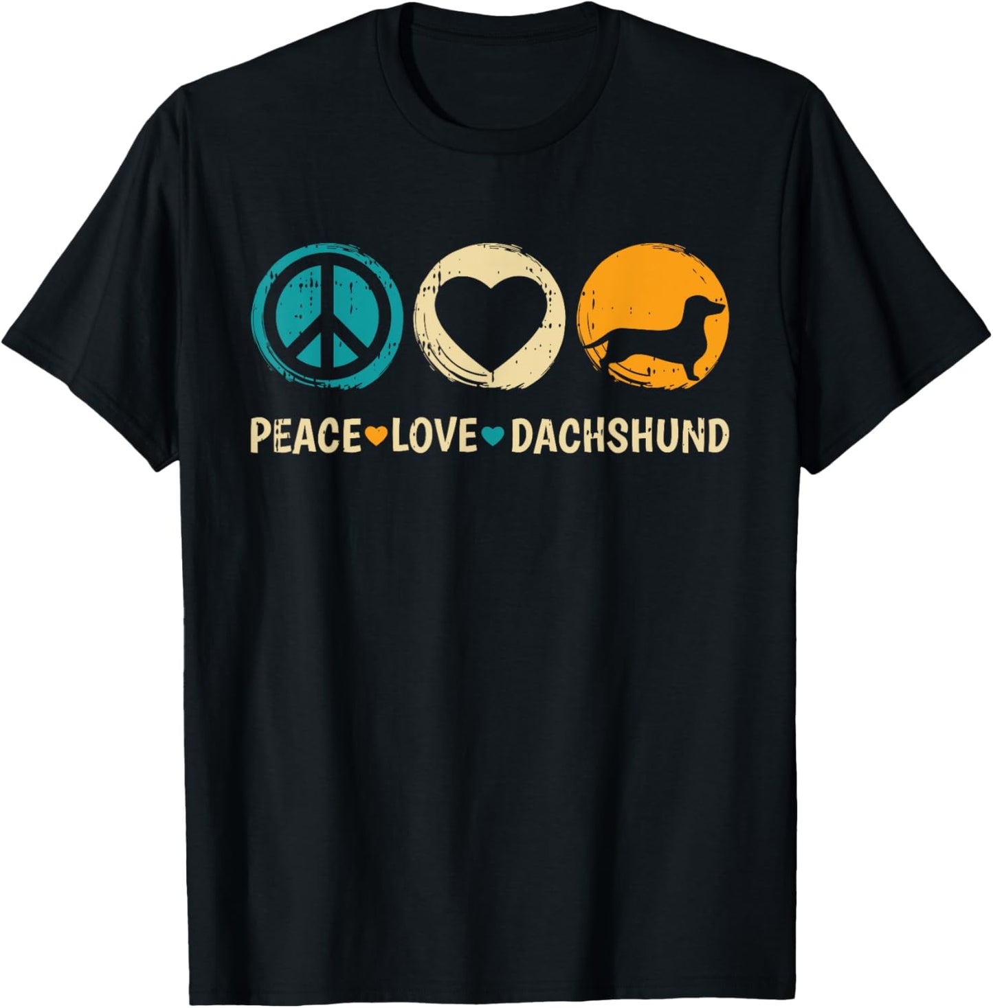 Peace Love Dachshund Dog Puppy Lover Owner Groomer Women Girls Kids T-Shirt - T-Shirt | Black