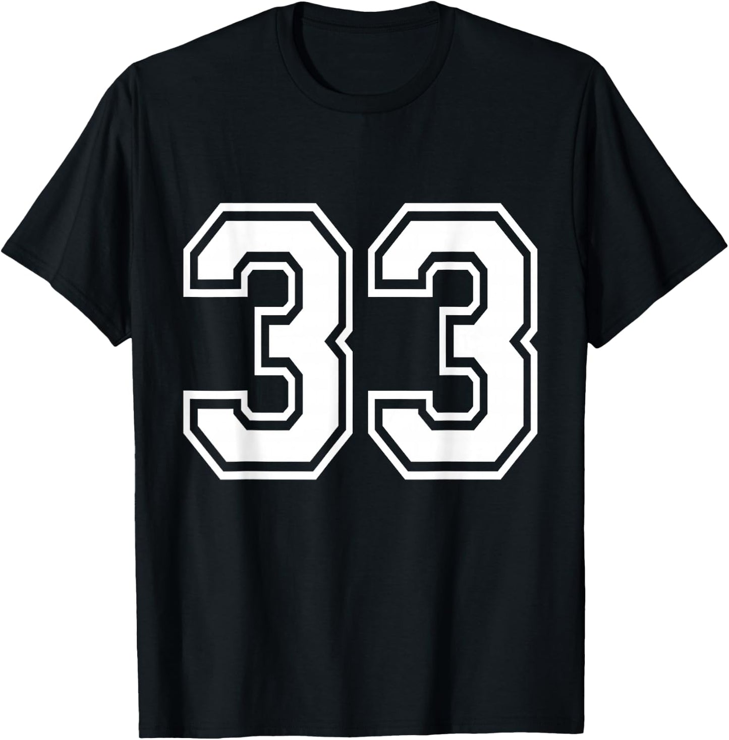 Number 33 Varsity Sports Team Jersey 33rd Birthday 33 Years T-Shirt - T-Shirt | Black