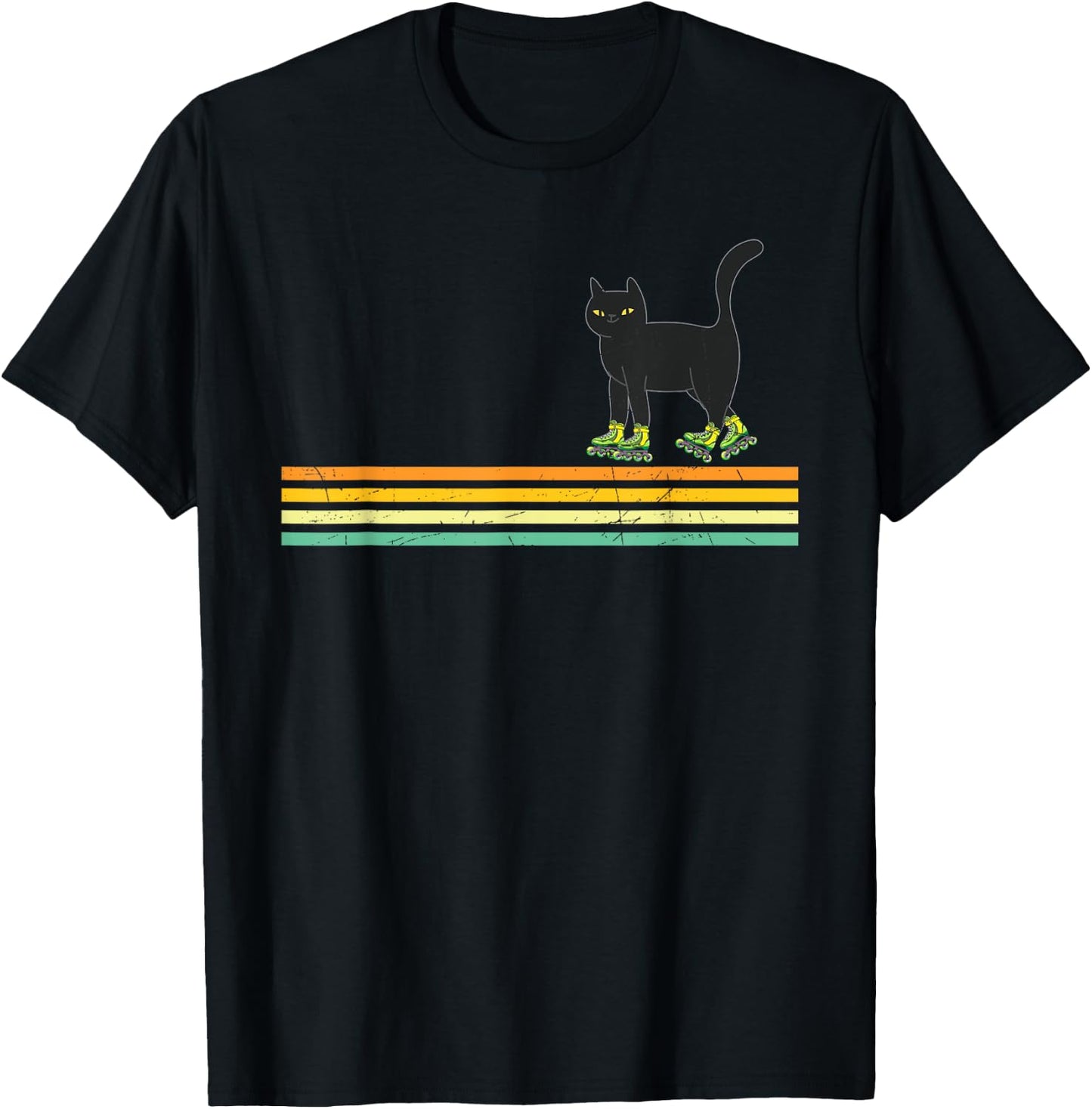 Retro Roller Skating Cats Derby Skater Girls T-Shirt - T-Shirt | Black
