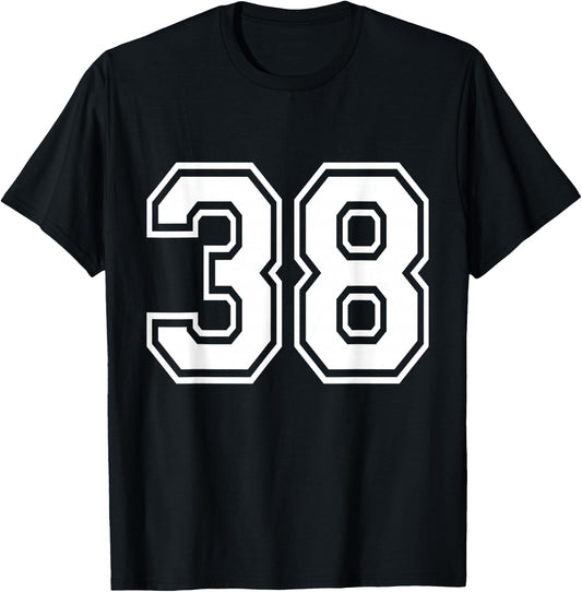 Number 38 Varsity Sports Team Jersey 38th Birthday 38 Years T-Shirt - T-Shirt | Black