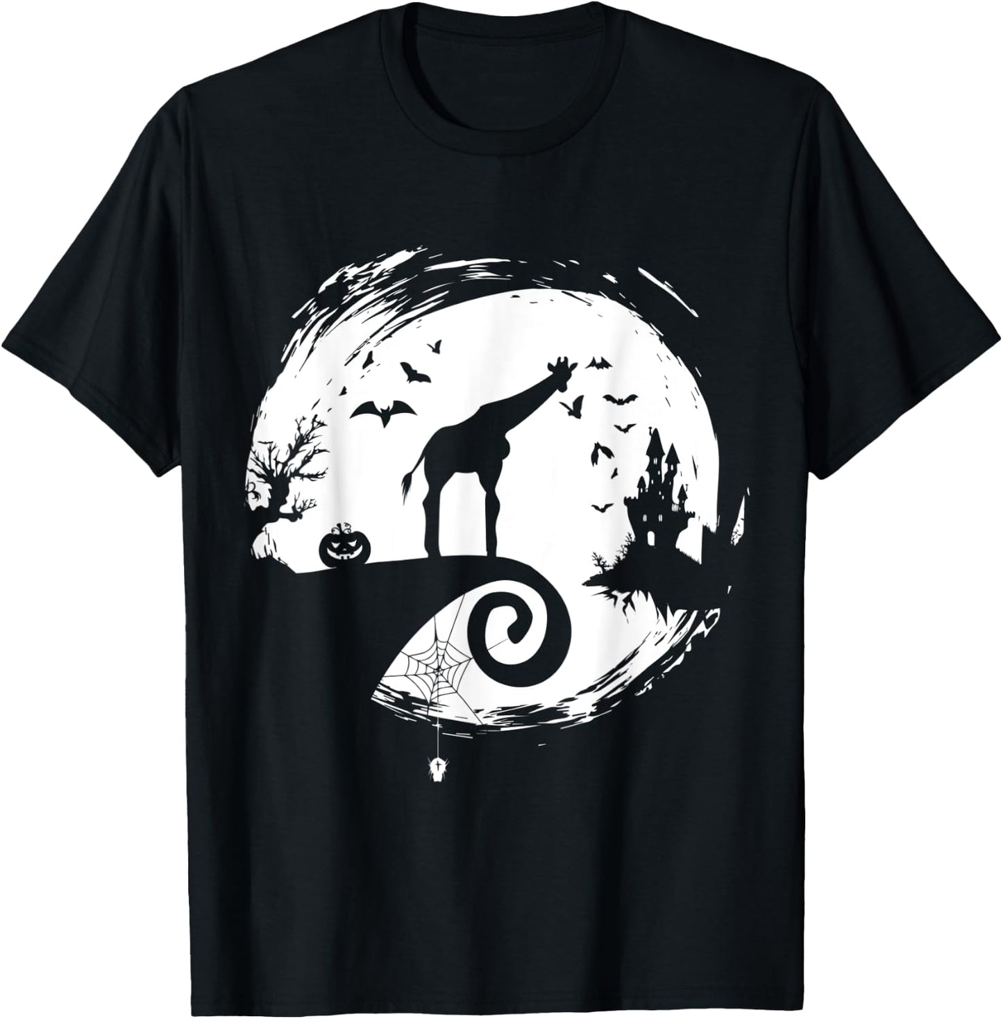 Giraffe Halloween Costume Moon Silhouette Creepy Horror T-Shirt - T-Shirt | Black