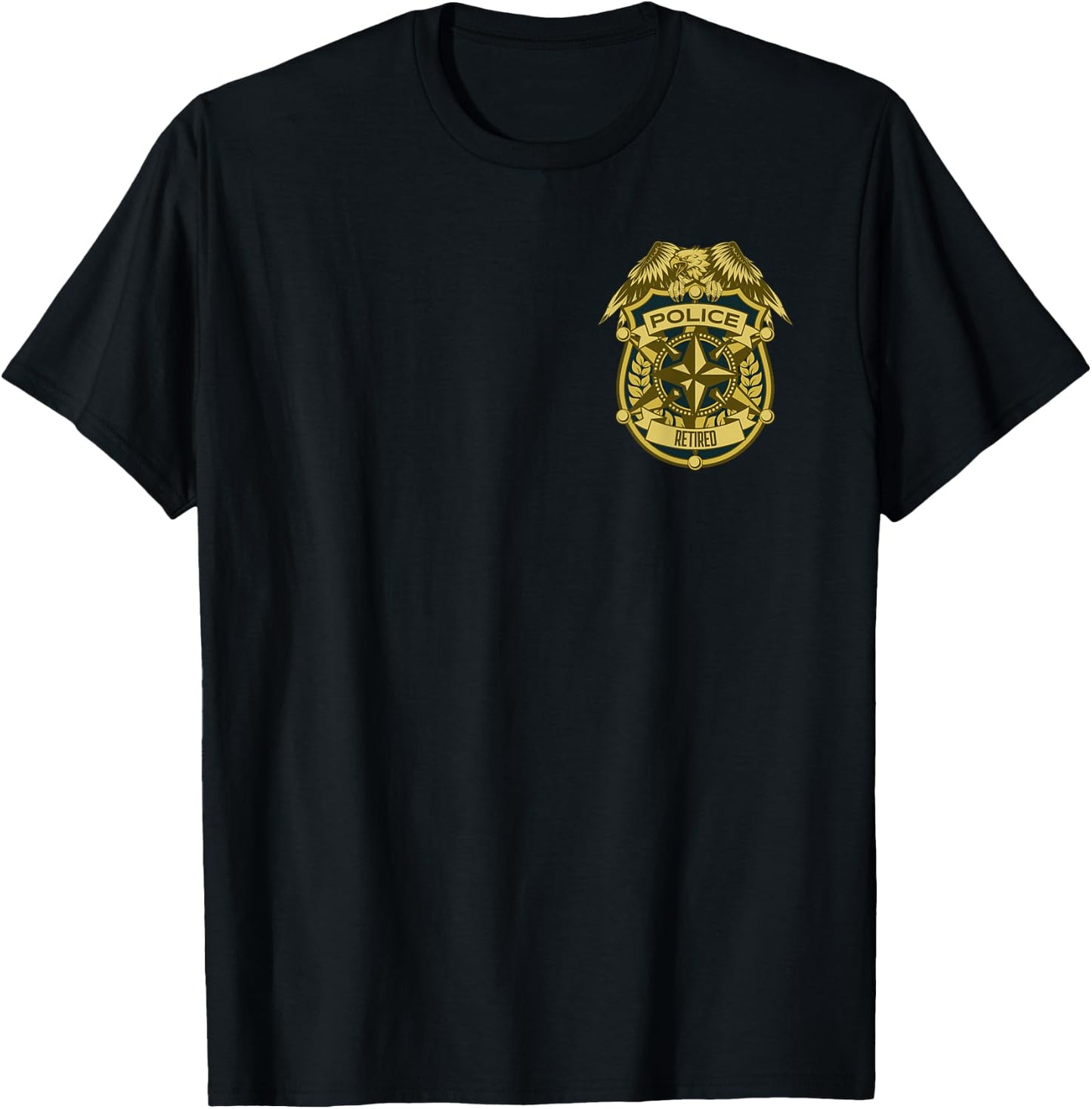 Retired Police Officer Badge Pocket T-Shirt - T-Shirt | Black