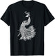 & Girls Beautiful Mandala Art Bird Peacock Lover T-Shirt - T-Shirt | Black