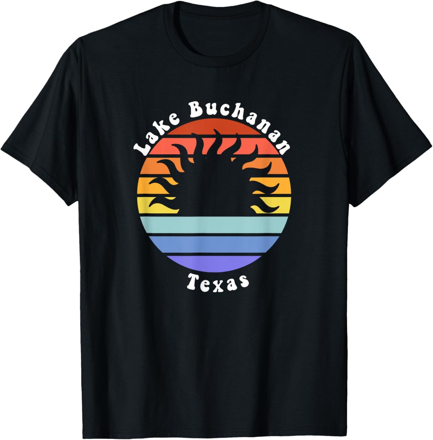 Lake Buchanan Texas TX Sunrise and Sunset Souvenir Vacation T-Shirt - T-Shirt | Black
