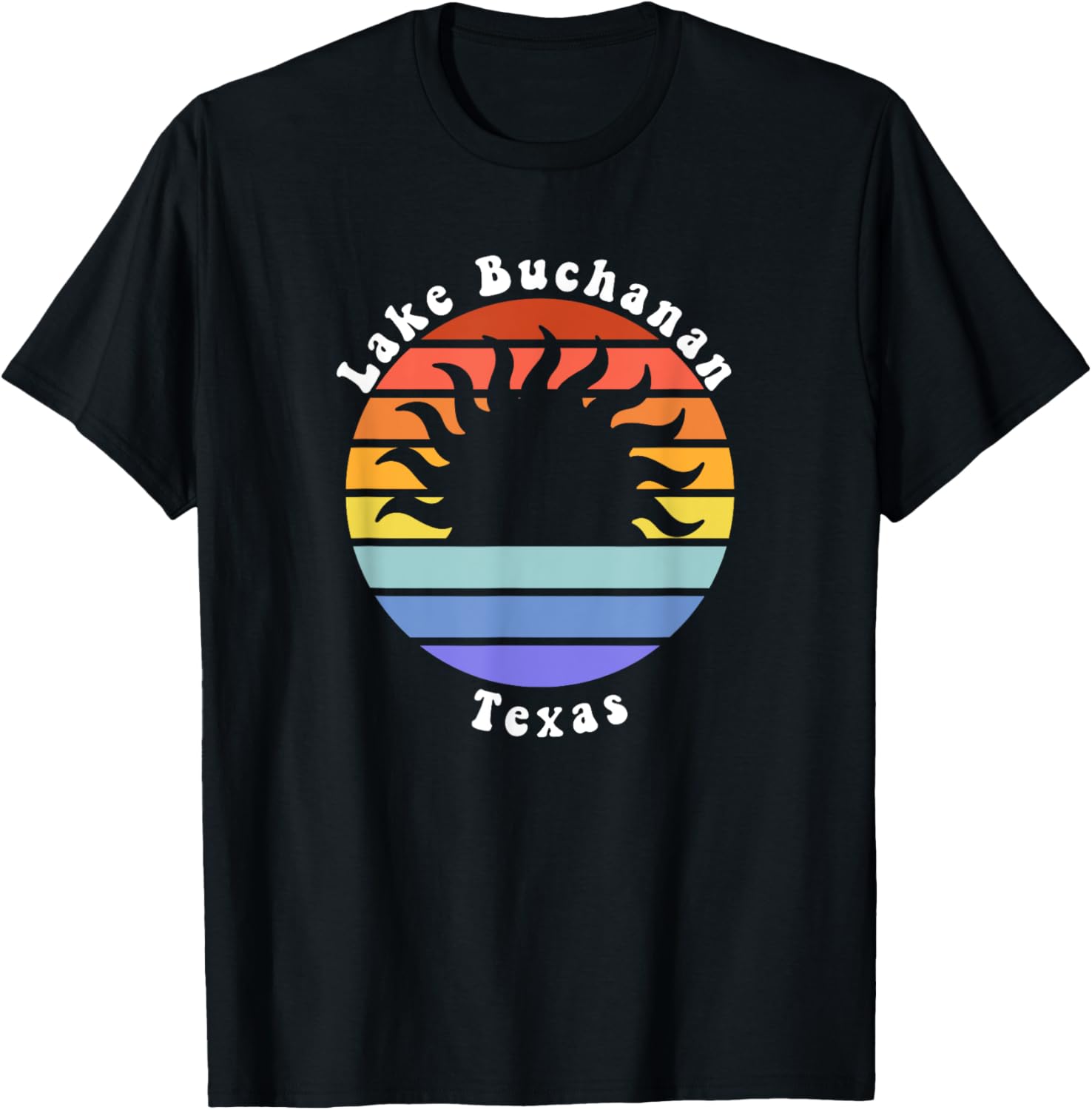 Lake Buchanan Texas TX Sunrise and Sunset Souvenir Vacation T-Shirt - T-Shirt | Black