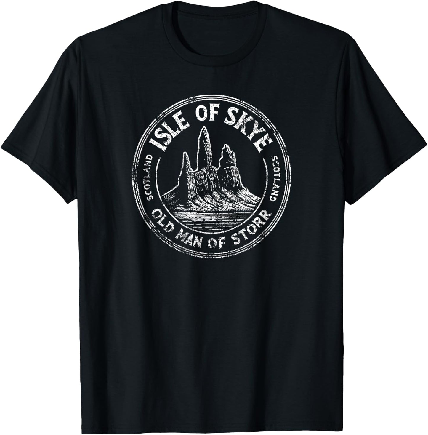 Isle of Skye Scotland Old Man of Storr Formation Distressed T-Shirt - T-Shirt | Black