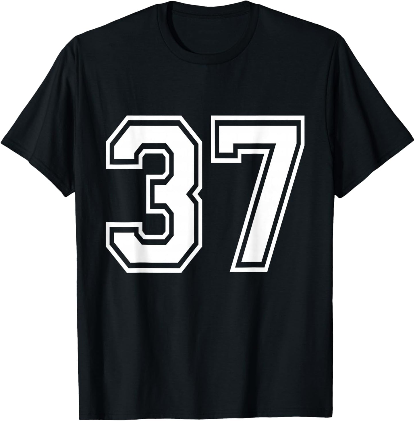 Number 37 Front + Back Varsity Sports Team 37th Birthday T-Shirt - T-Shirt | Black