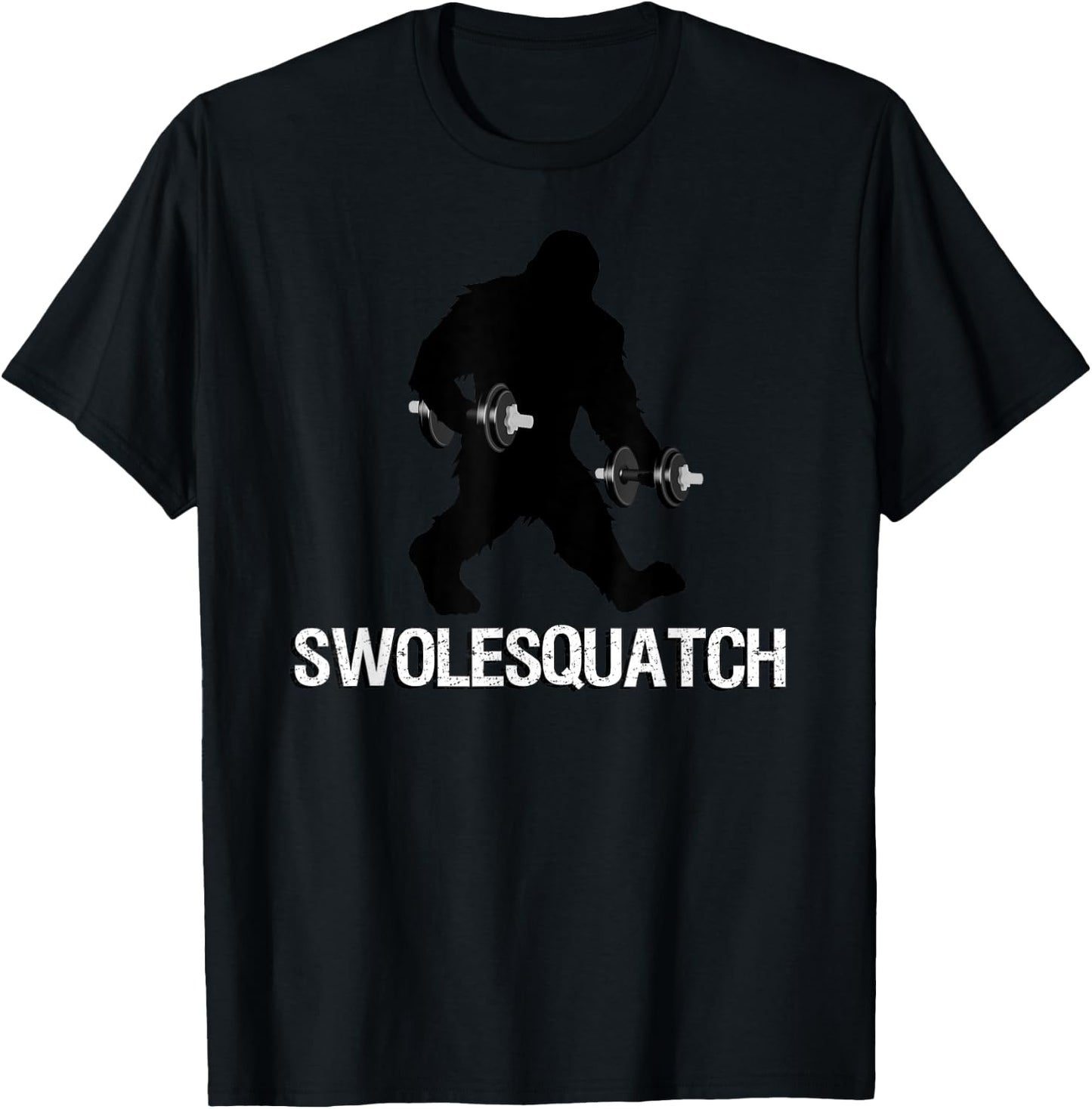 Bigfoot Bodybuilding Dumbbell Weights Sasquatch Lifter Funny T-Shirt - T-Shirt | Black