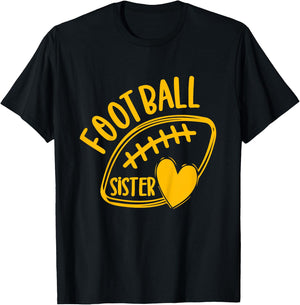 Kids Girls Game Day Blue and Yellow High School Football Sister T-Shirt - T-Shirt | Black