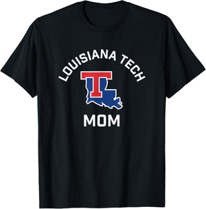 Louisiana Tech Bulldogs Arched Mom T-Shirt - T-Shirt | Black