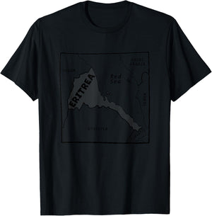 Hand-drawn black line map of Eritrea & neighboring countries T-Shirt - T-Shirt | Black