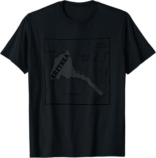 Hand-drawn black line map of Eritrea & neighboring countries T-Shirt - T-Shirt | Black