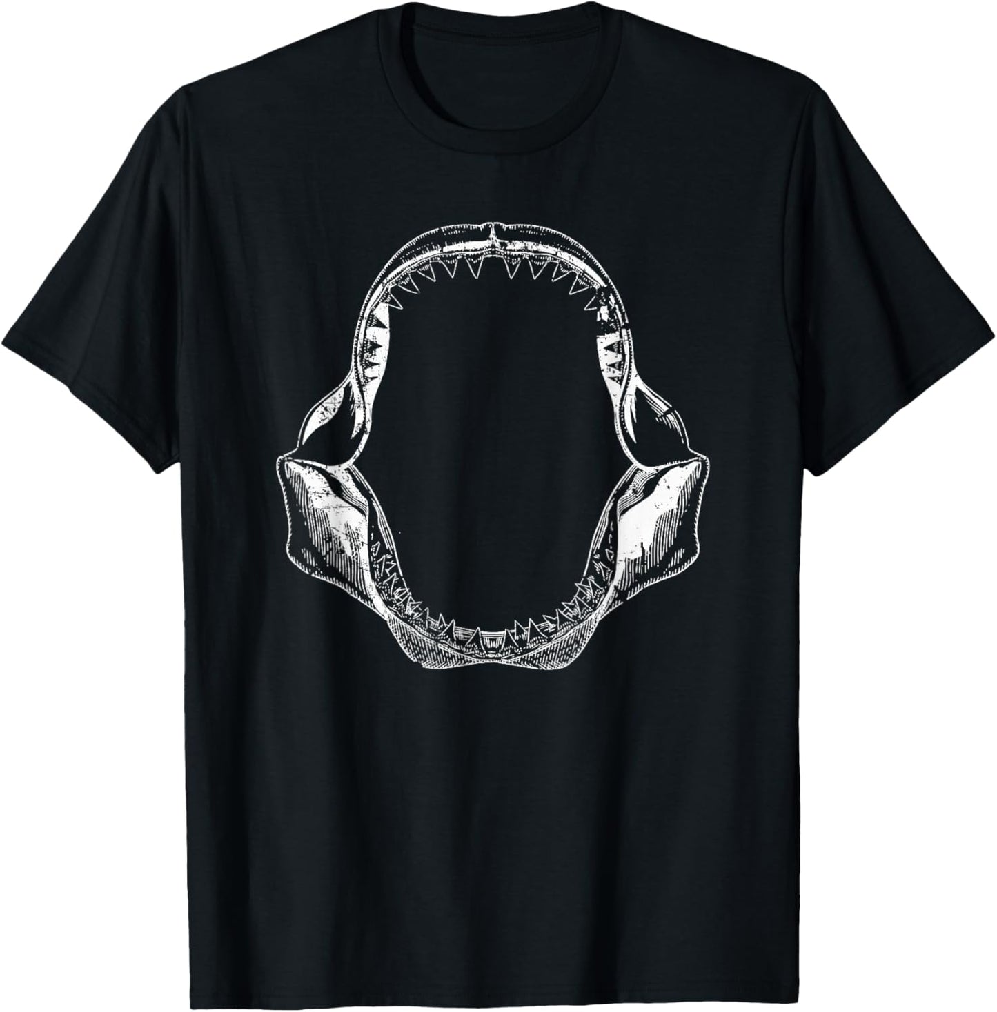 Vintage Distressed Shark Jaw T-Shirt - T-Shirt | Black