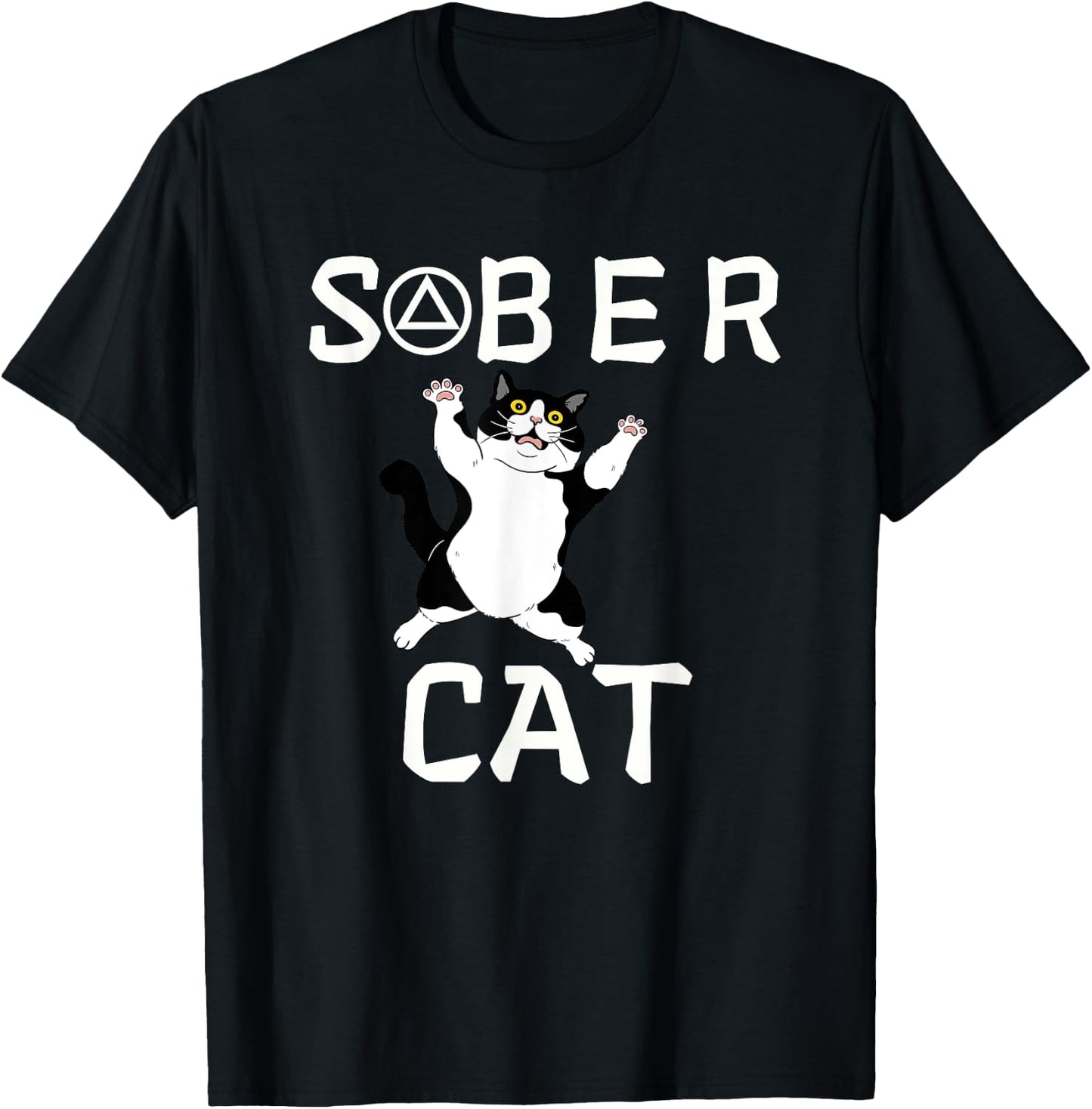Funny Celebrate Sober Alcoholics Anonymous. Sober Cat. T-Shirt - T-Shirt | Black