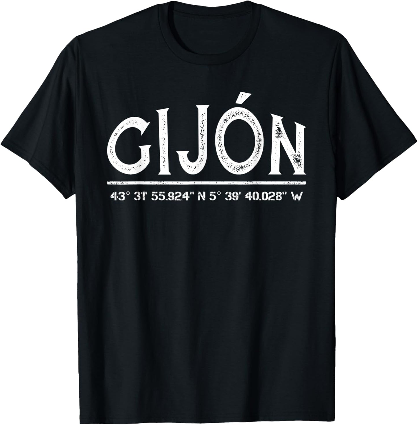 GPS coordinates Gijón Province of Asturias T-Shirt - T-Shirt | Black