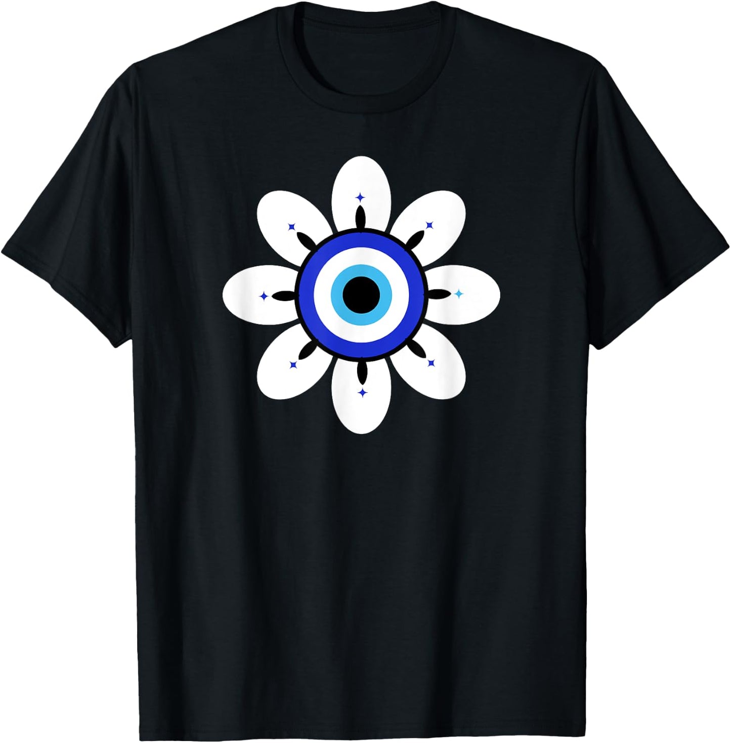 Evil Eye Cute Flower Esoteric Mystical Aesthetic T-Shirt - T-Shirt | Black