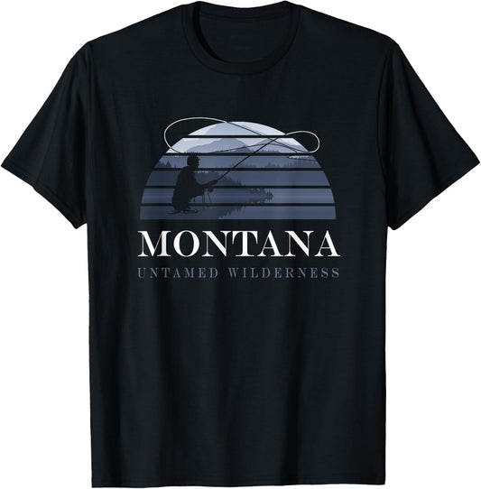Montana Fly Fishing - Wild and Untamed - Fly Fishing T-Shirt - T-Shirt | Black