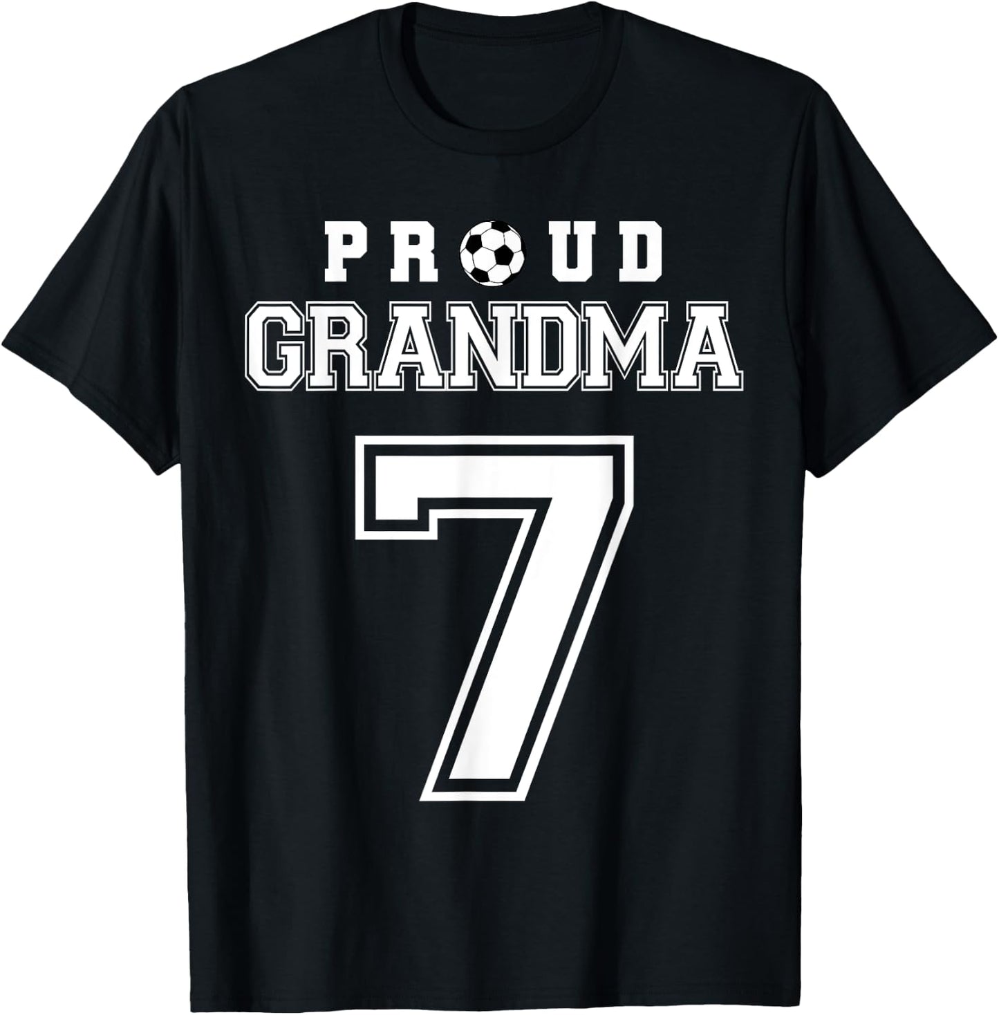 Number 7 Custom Proud Soccer Futbol Grandma Personalized T-Shirt - T-Shirt | Black