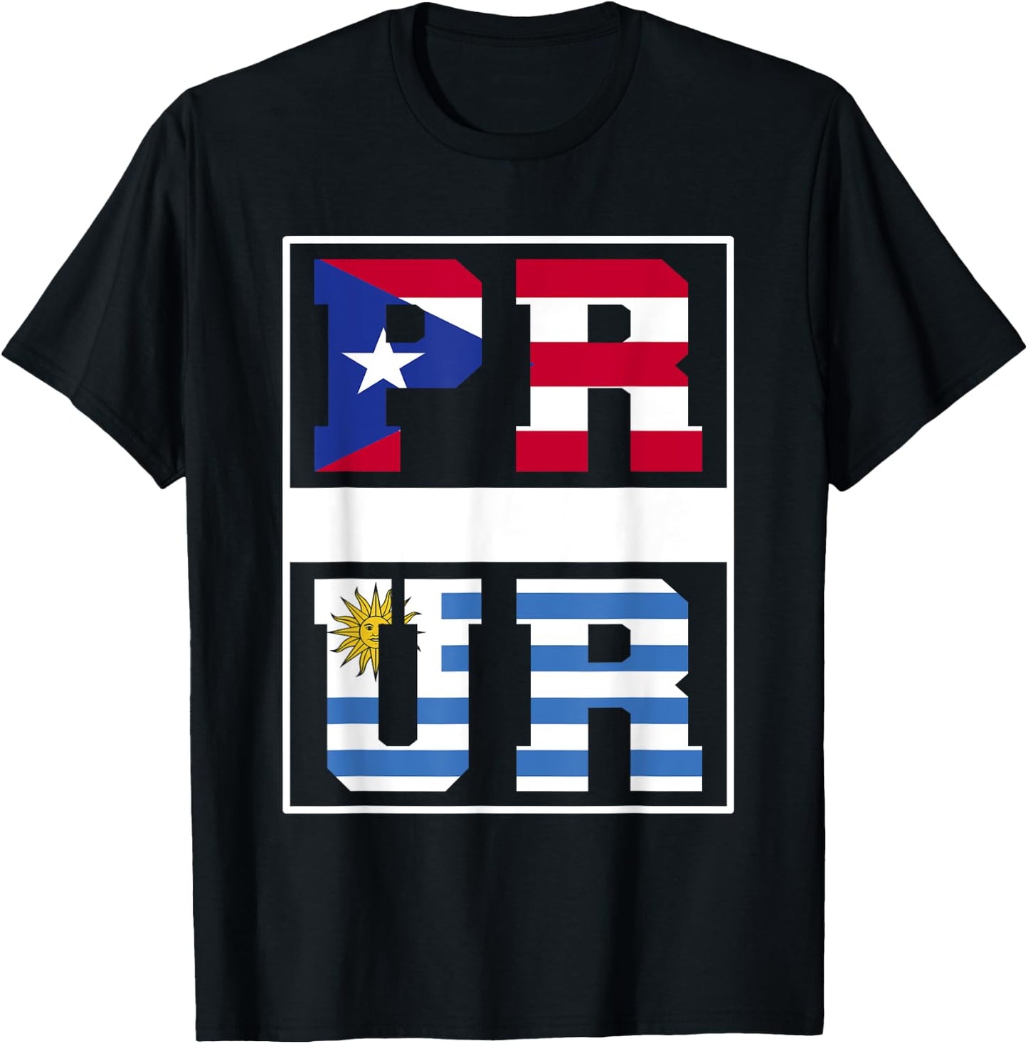 Half Boricua Uruguayan Mixed Heritage Puerto Rico Uruguay T-Shirt - T-Shirt | Black