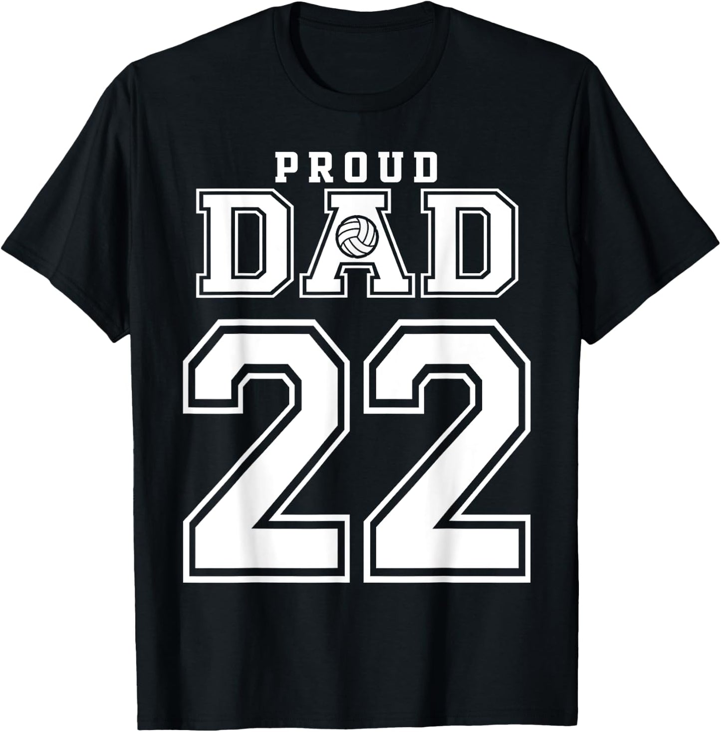 Custom Proud Volleyball Dad Number 22 Personalized T-Shirt - T-Shirt | Black