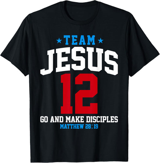 Jesus and Baseball Team Jesus Christian Matthew 28:19 Verse T-Shirt - T-Shirt | Black