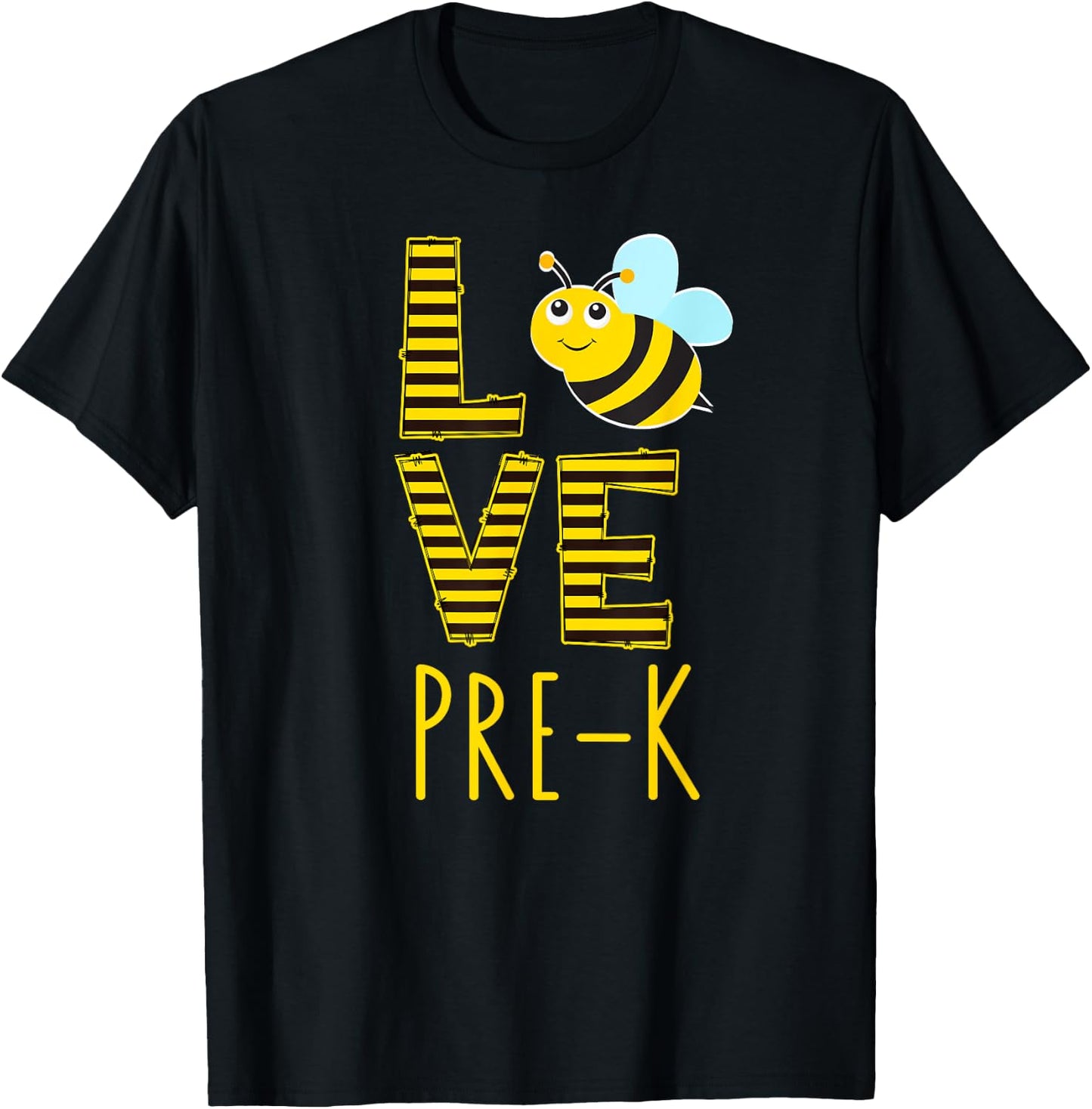 Love Pre-K Back To School Yellow Bee Pre-K Teacher Men Women T-Shirt - T-Shirt | Black