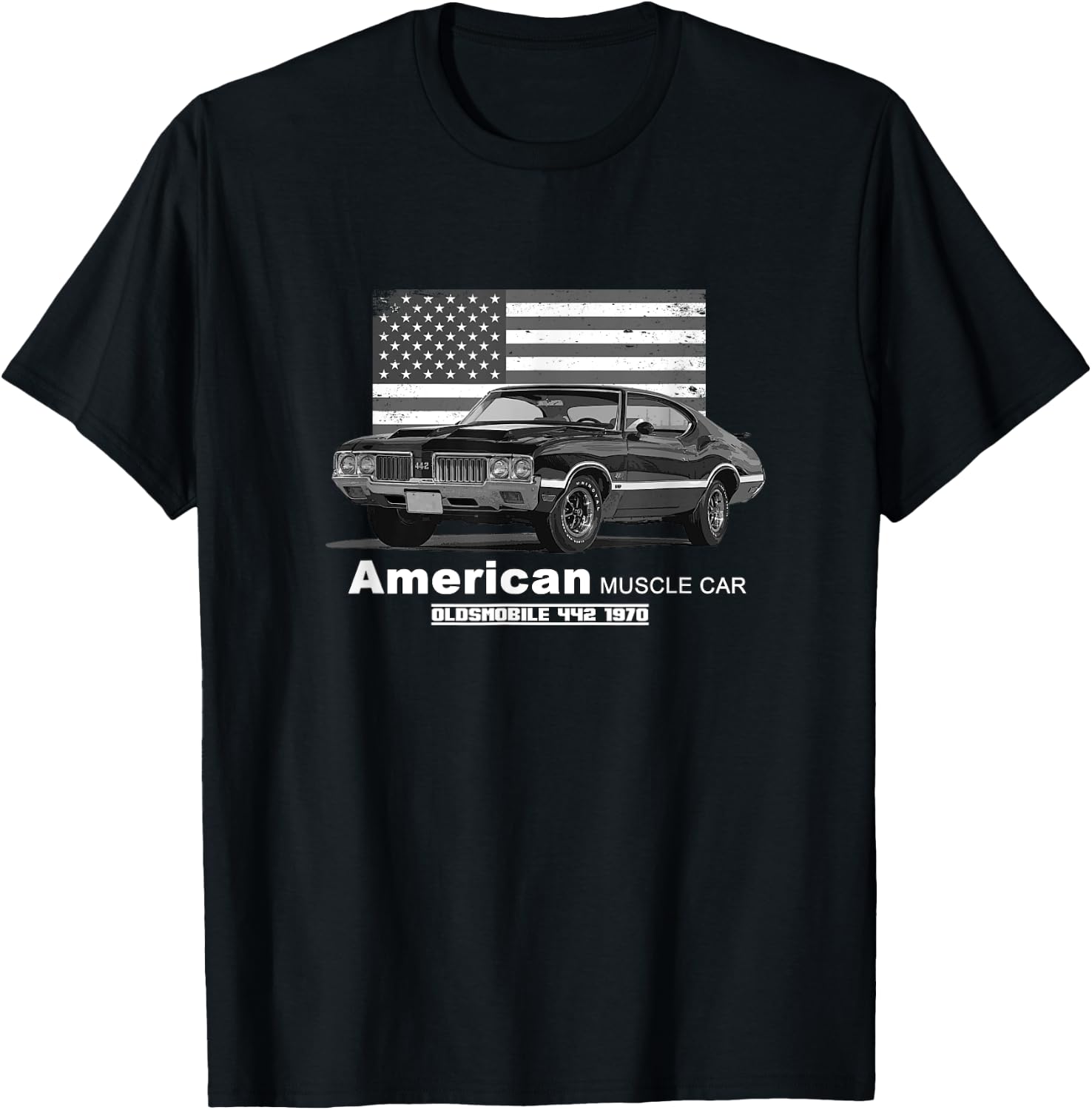 Oldsmobile 442 American Muscle Car 60s 70s Old is Gold T-Shirt - T-Shirt | Black