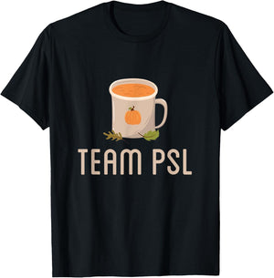 Team PSL Cute Pumpkin Spice Latte Lover Fall Autumn Coffee T-Shirt - T-Shirt | Black