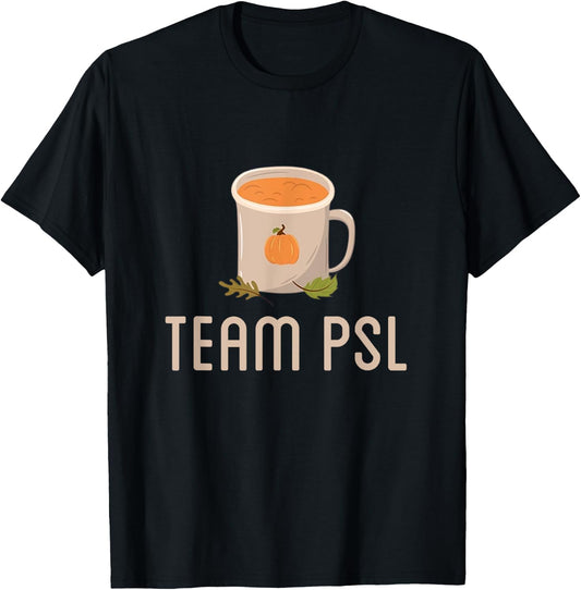 Team PSL Cute Pumpkin Spice Latte Lover Fall Autumn Coffee T-Shirt - T-Shirt | Black