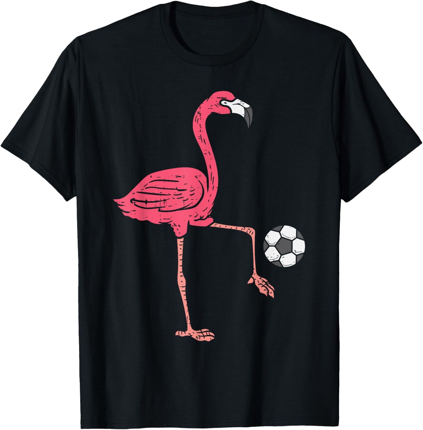 Flamingo Playing Soccer Football Player Men, Women, Kids T-Shirt - T-Shirt | Black
