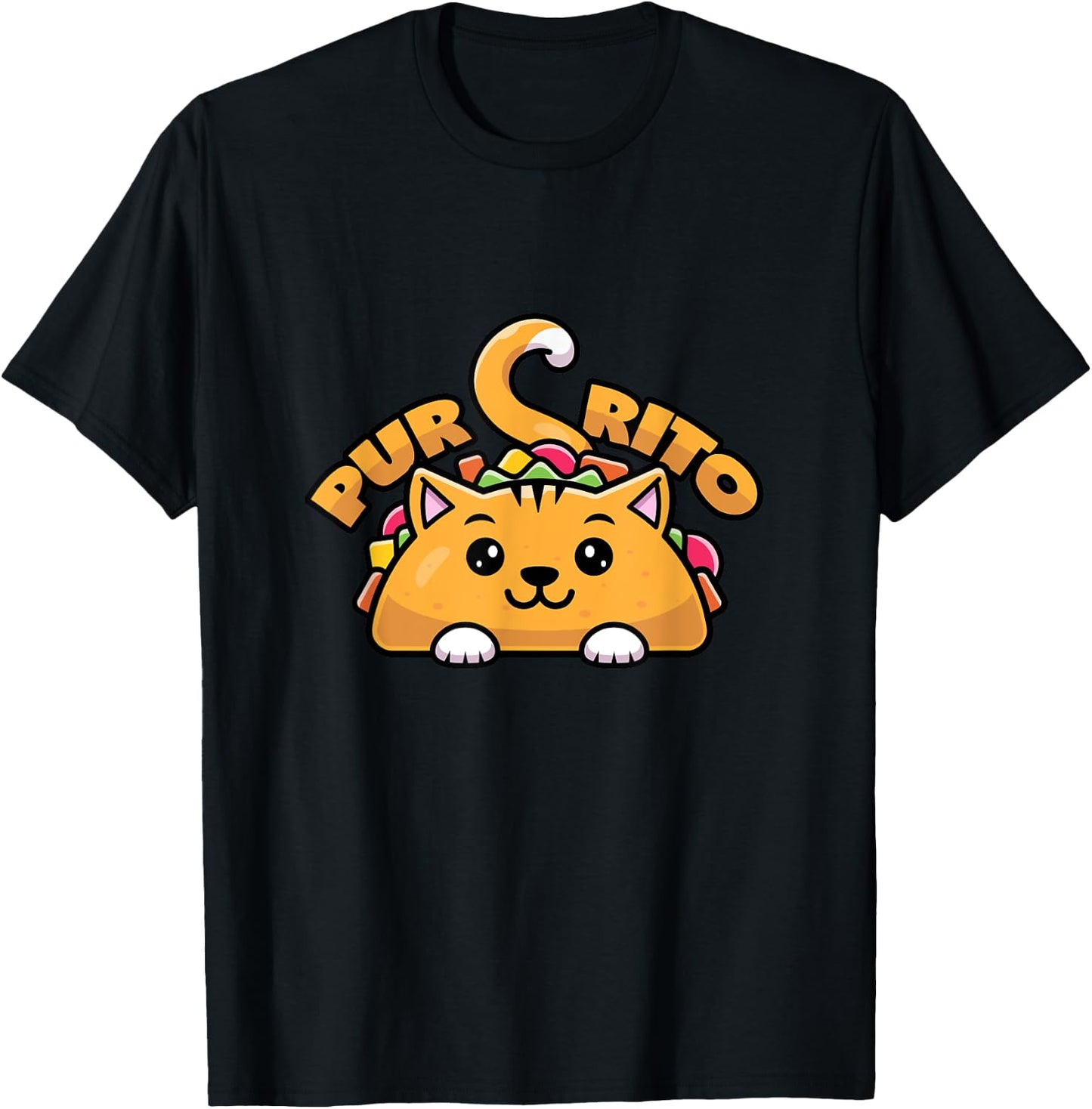 Purring Burrito Cat Pun Women Girls Kids T-Shirt - T-Shirt | Black