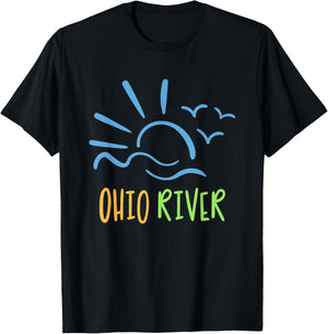 Ohio River fish, boat, relax on the river T-Shirt - T-Shirt | Black