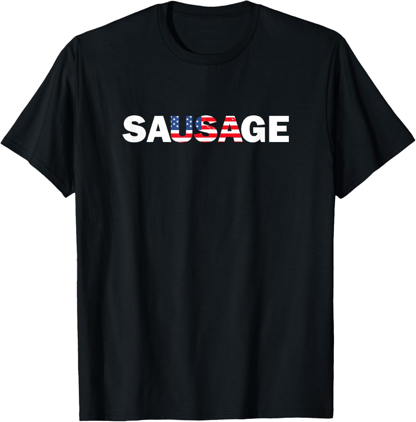 USA American Sausage Funny T-Shirt - T-Shirt | Black