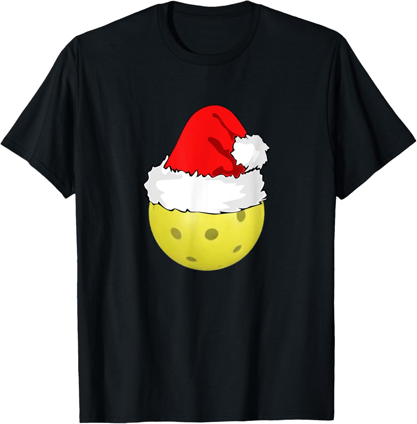Christmas Pickleball Pickle Ball Santa Hat Funny Sport Xmas T-Shirt - T-Shirt | Black