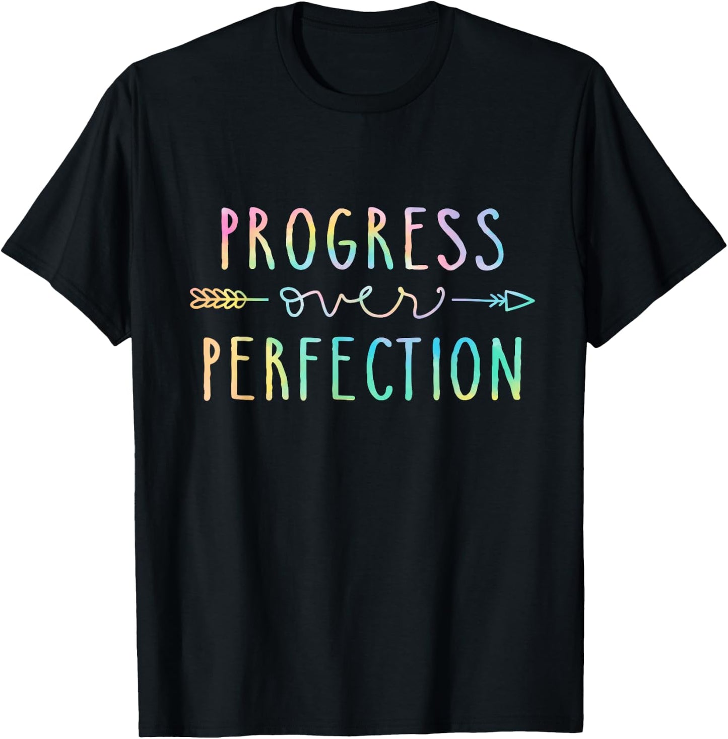 Back To School Progress Over Perfection Motivational Teacher T-Shirt - T-Shirt | Black