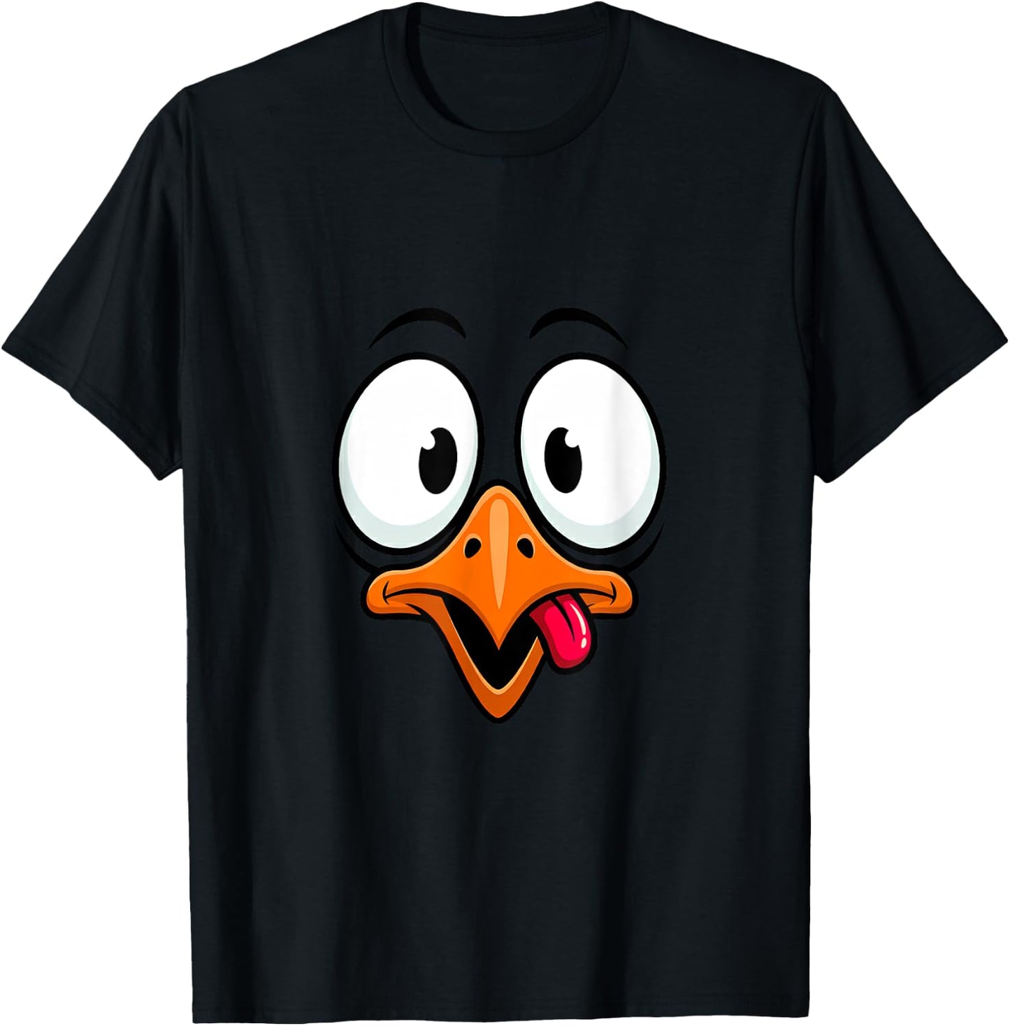 Funny Goofy Bird Face Cartoon Expression T-Shirt - T-Shirt | Black