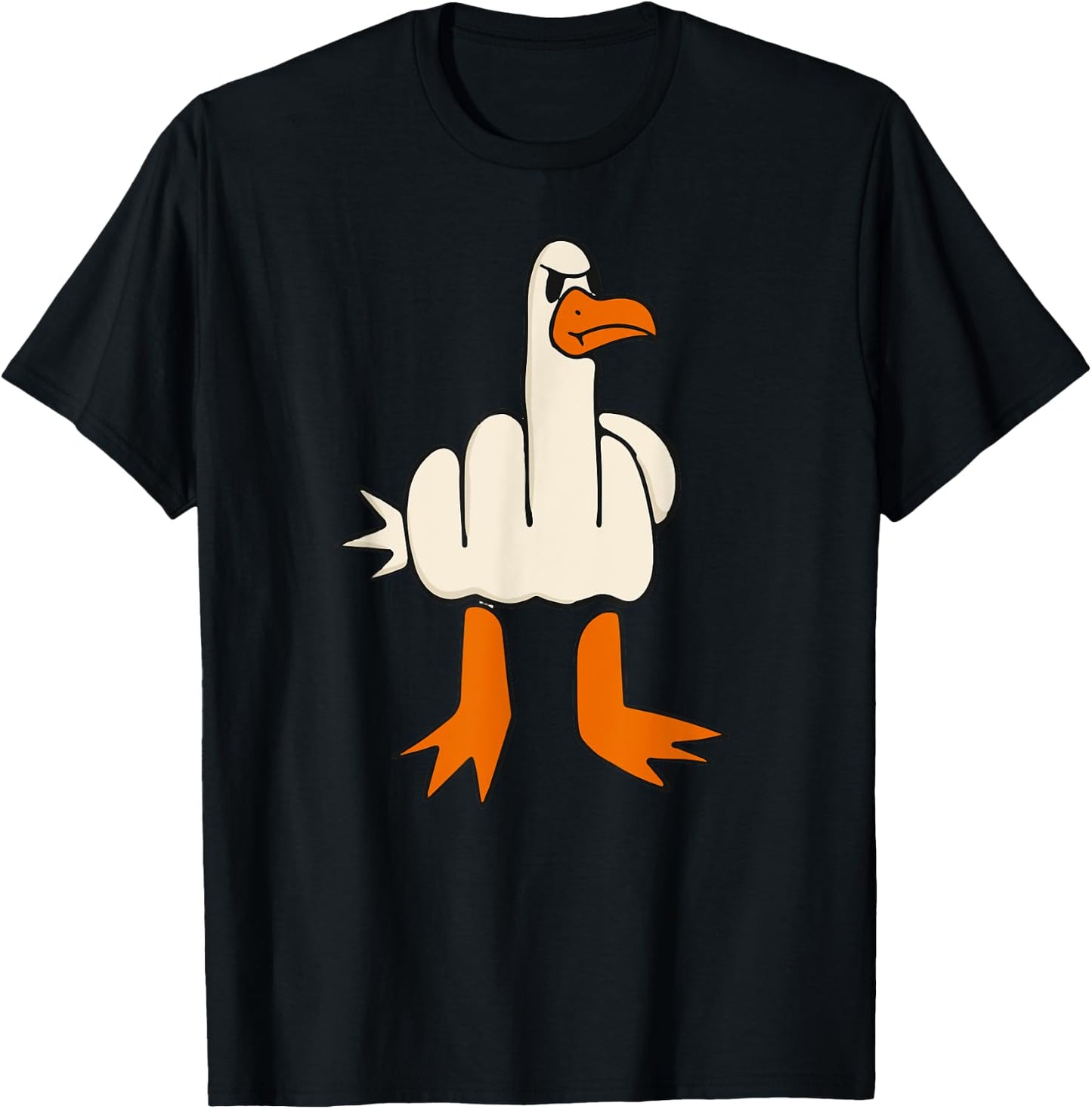 Middle Finger Seagull, Adult Humor, Funny Gesture Flip Off T-Shirt - T-Shirt | Black