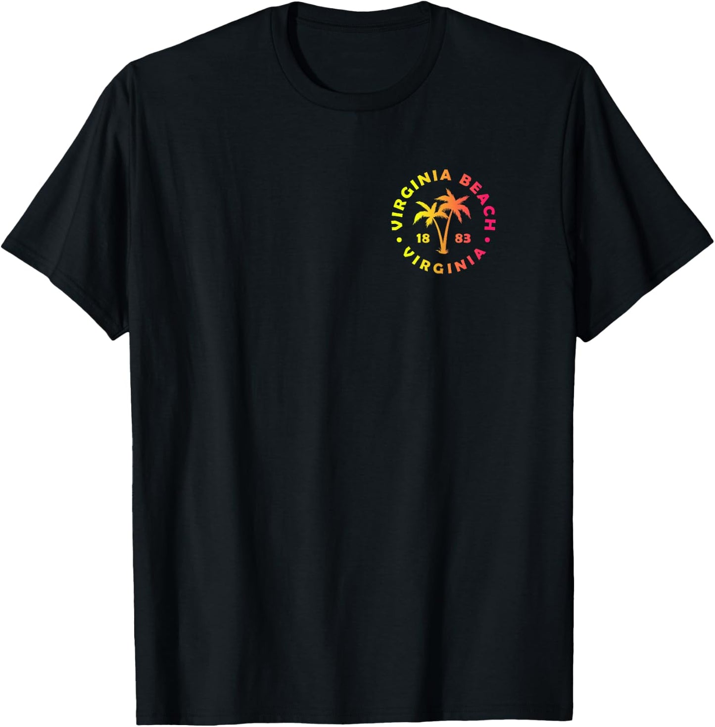 2-Sided Virginia Beach Virginia Colorful Palm Tree Souvenir T-Shirt - T-Shirt | Black