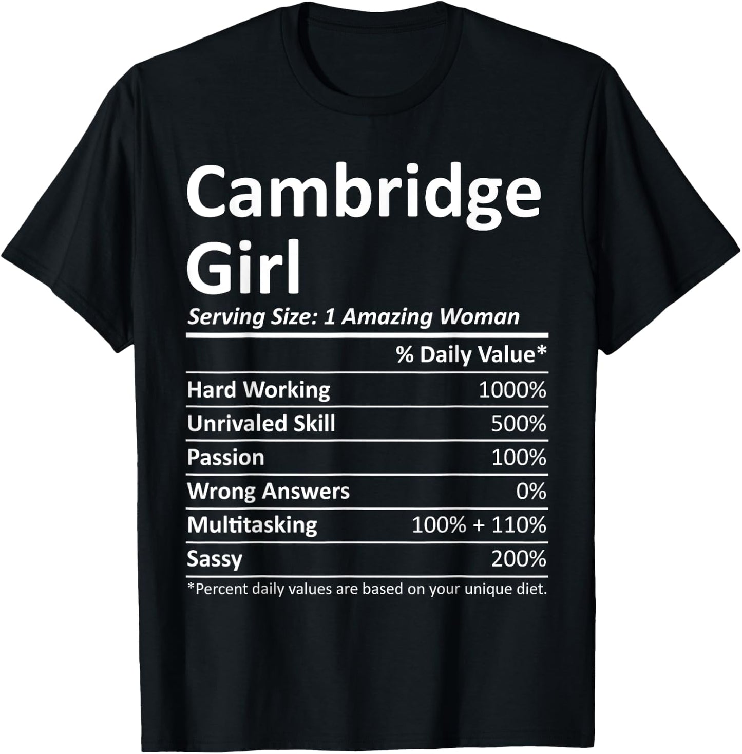 CAMBRIDGE GIRL MA MASSACHUSETTS Funny City Home Roots Gift T-Shirt - T-Shirt | Black