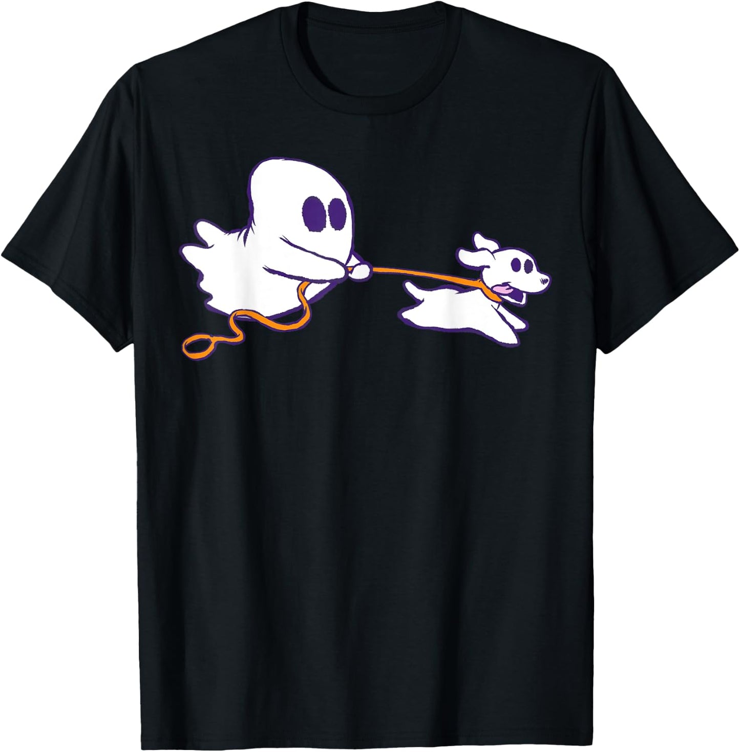 Cute Ghost Dog Walker Graphic Halloween Costume T-Shirt - T-Shirt | Black