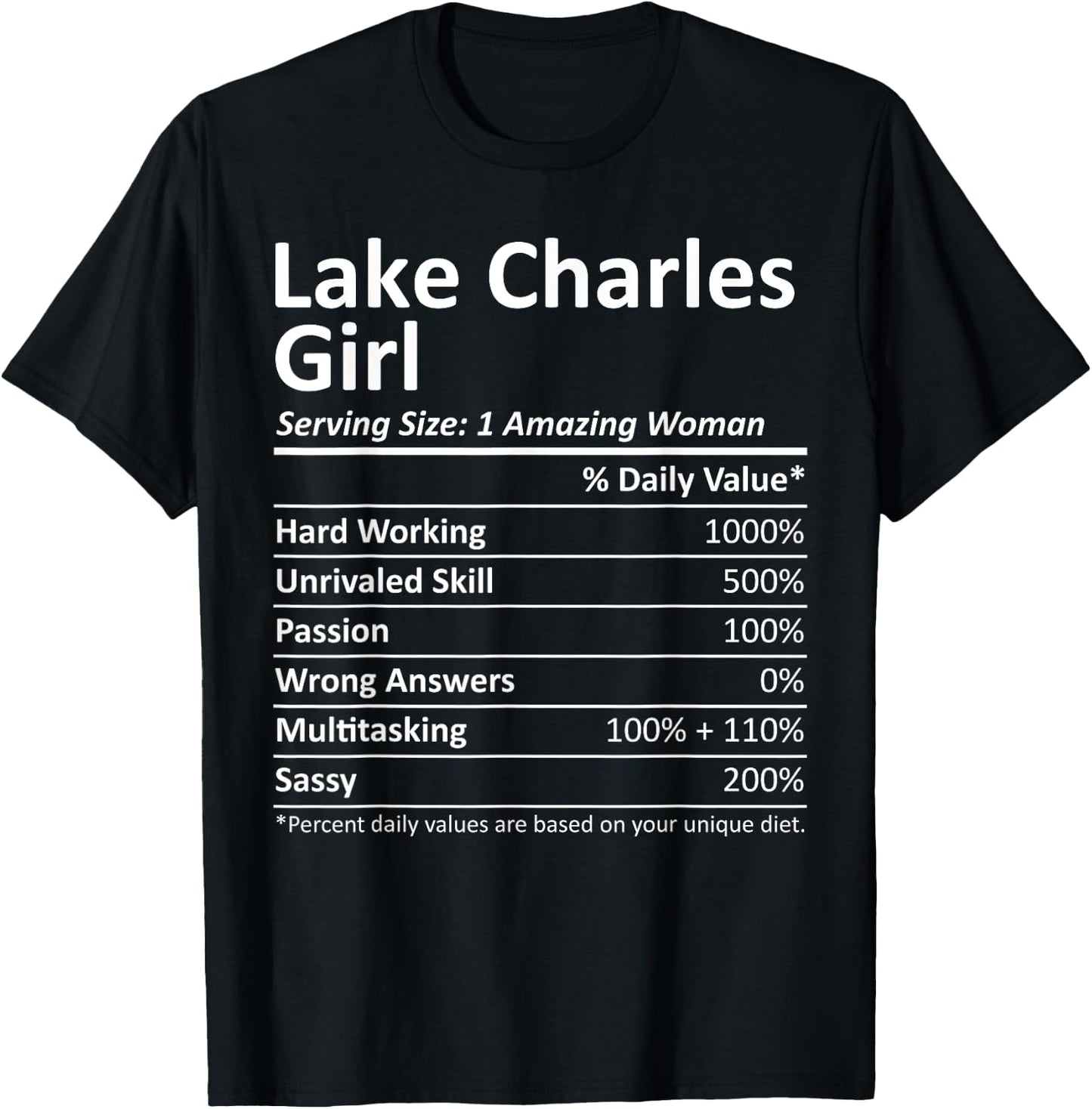LAKE CHARLES GIRL LA LOUISIANA Funny City Home Roots Gift T-Shirt - T-Shirt | Black