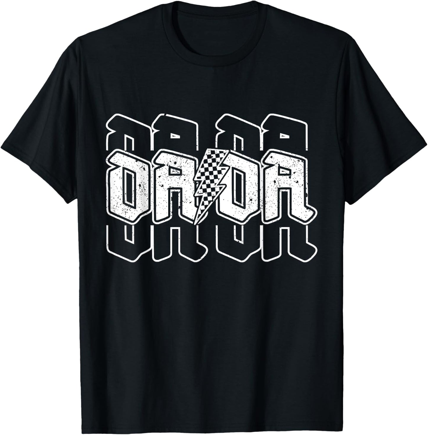 Checkered Dada Lightning Bolt Father's Day For Dad Father T-Shirt - T-Shirt | Black