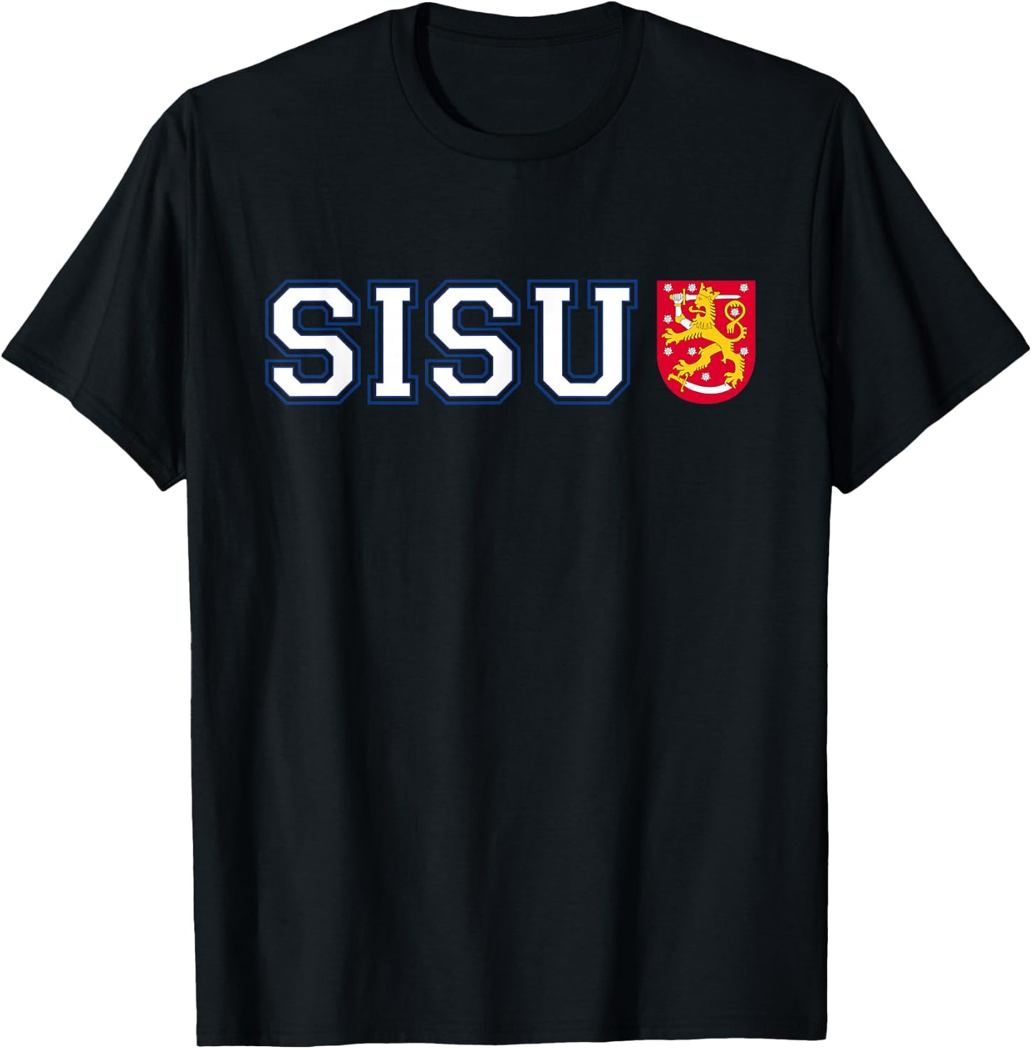 Finland Finnish Sisu Flag Crest T-Shirt - T-Shirt | Black