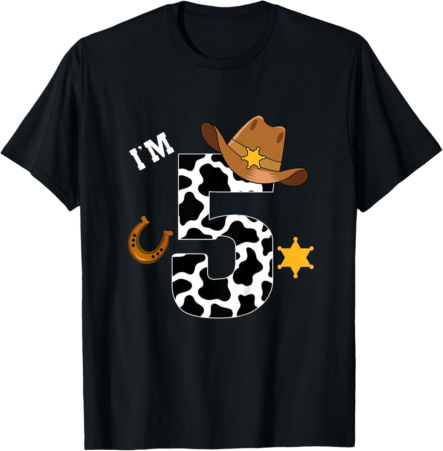 Kids 5th Birthday Shirt Boy 5 Year Old Rodeo Western Cowboy T-Shirt - T-Shirt | Black
