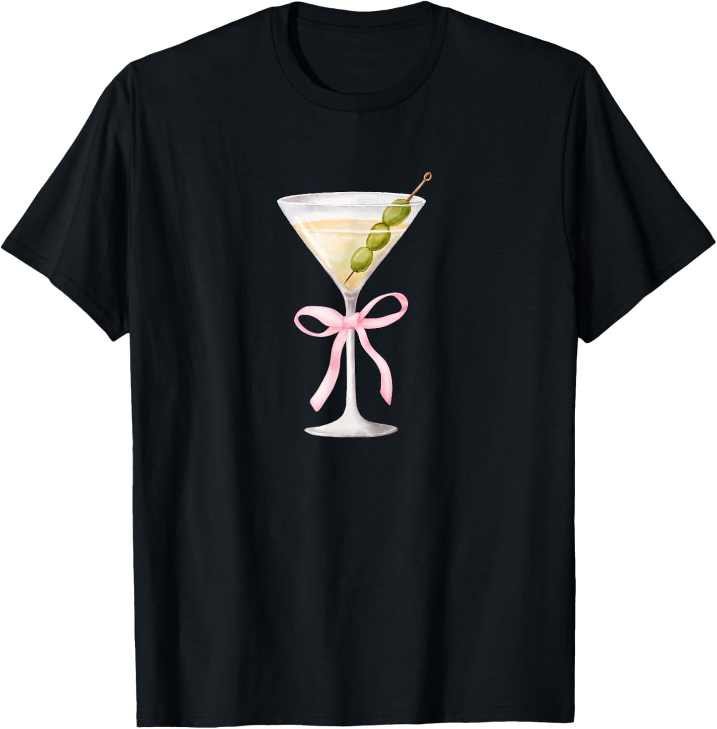 Coquette Pink Bow Martini Time Drinking Vintage T-Shirt - T-Shirt | Black