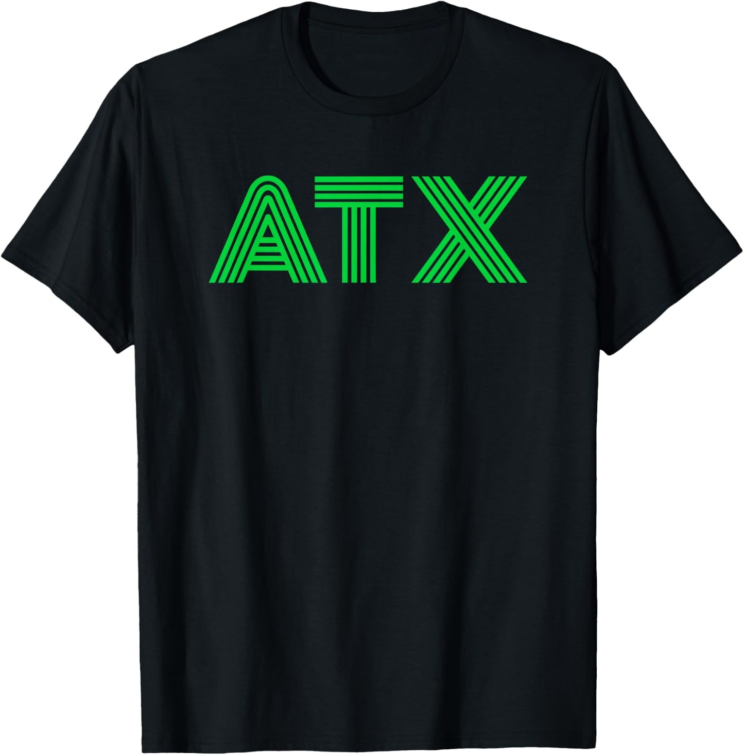 ATX / Austin TX Retro Design In Green T-Shirt - T-Shirt | Black